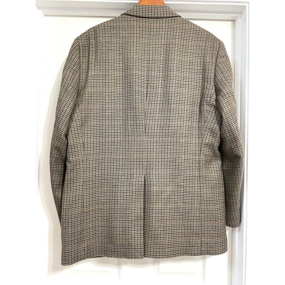 Meeting Street Men46R Blazer Lambswool Cashmere Houndstooth Sport Coat Tan Brown